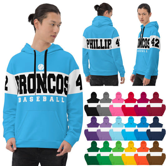Amazing Custom Personalized Baseball Colorblocked Unisex Varsity Style Hoodie So Many Colors Up To Size 6XL