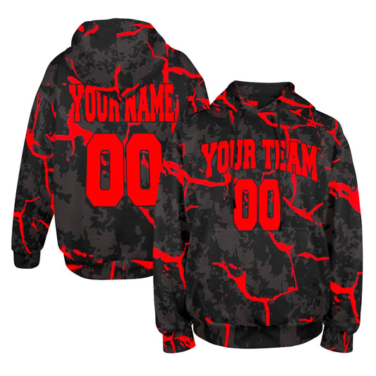 Custom Black and Red Lightning Sports Pullover Sweatshirt Hoodie HD-9