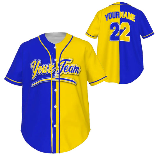 Custom Royal Blue and Yellow Gold Baseball Team Design Baseball Jersey BS-8
