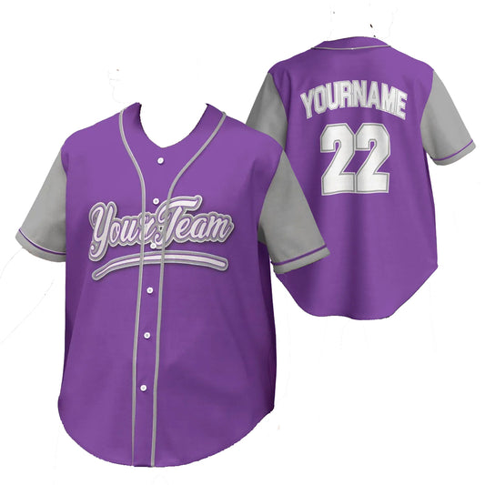 Custom Purple and Gray Baseball Team Design Baseball Jersey BS-7