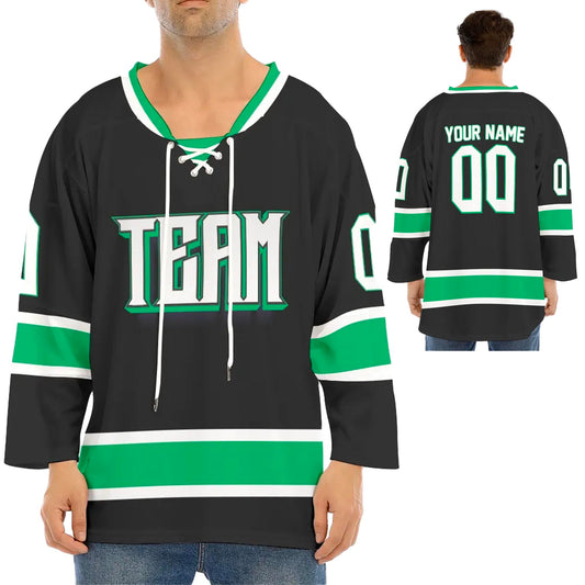 Custom Black and Green Hockey Team Design Hockey Jersey JS-2