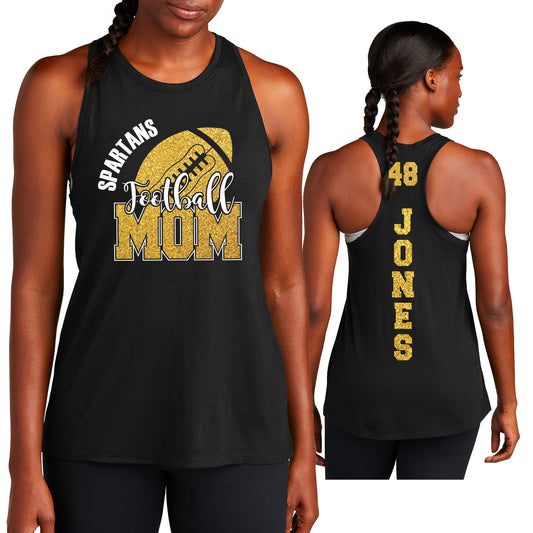 Custom Personalized Football Mom Glitter Design Women's Sport-Tek® Ladies PosiCharge® Tri-Blend Wicking Tank | LST402