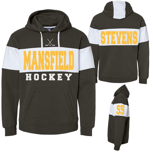 Mansfield Tigers Hockey Design Black Colorblocked Hoodie