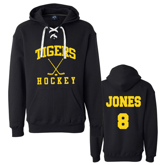 Custom Mansfield Tigers Hockey Design J. America - Sport Lace Black Hoodie