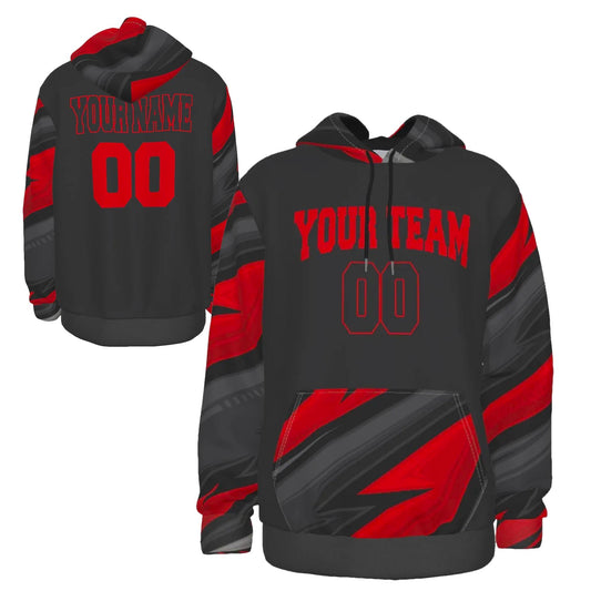 Custom Red Black Edgy Pattern Design Sports Pullover Sweatshirt Hoodie HD-20