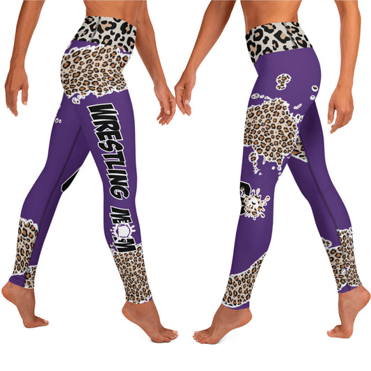 Purple Cheetah Print Wrestling Mom Fitness Leggings