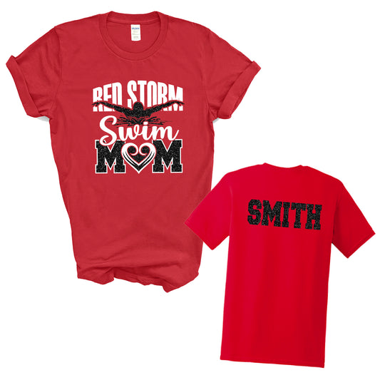 Swim Mom Heart Glitter Design Bella + Canvas Unisex Cotton Tee Shirt | 3001