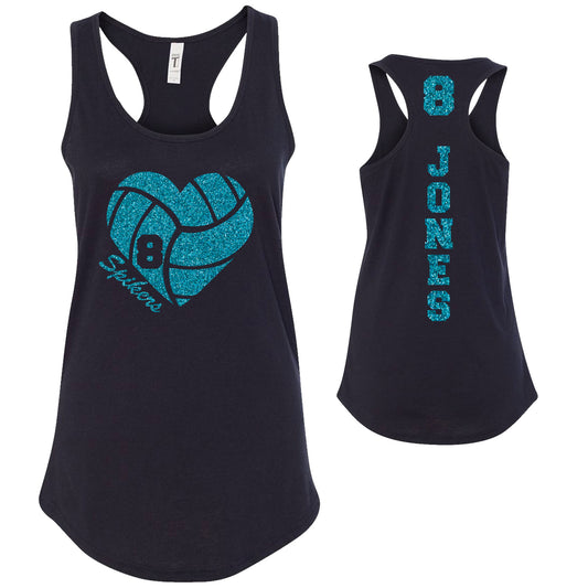 Personalized Volleyball Heart Next Level Women's Ideal Racerback Tank Top
