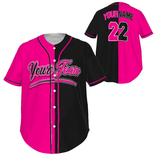 Custom Black and Pink Baseball Team Design Baseball Jersey BS-12