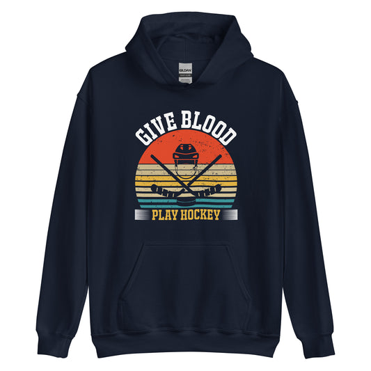 Funny Give Blood Play Hockey Gildan Unisex Hoodie