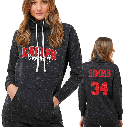 Custom Personalized Basketball Mascot J America Women’s Mélange Fleece Cowl Neck Sweatshirt Amazing Spirit Wear- 8673