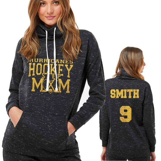 Custom Personalized Hockey Step Mom Design J America Women’s Mélange Fleece Cowl Neck Sweatshirt Amazing Spirit Wear Ice Skating Mom- 2.8673