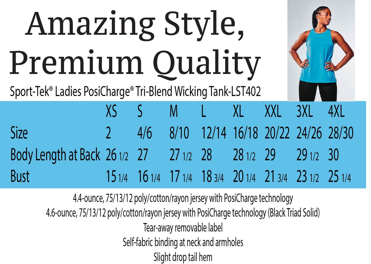 Sport-Tek Ladies PosiCharge Tri-Blend Wicking Tank, Product